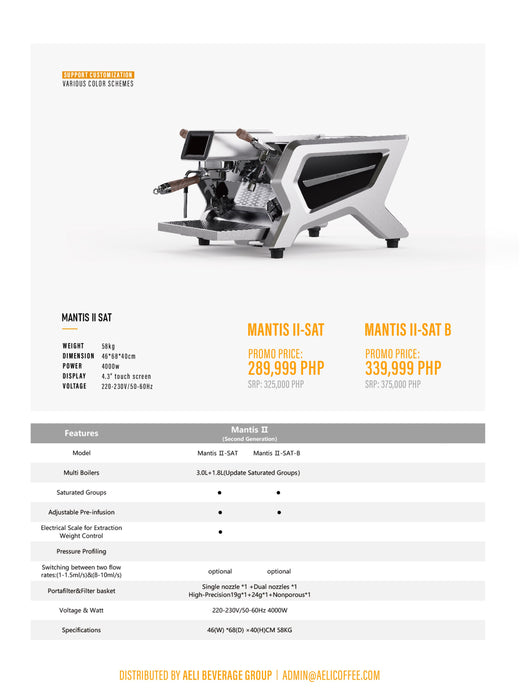 Wendougee MANTIS-II Single Group Semi-Automatic Espresso Machine