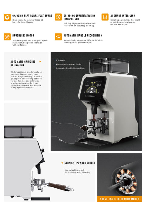 Wendougee RKONE90B-T Commercial Espresso Coffee Grinder